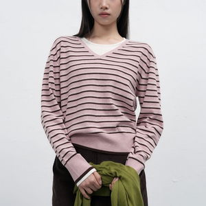 WOMAN Multi-Striped V-Neck Pullover