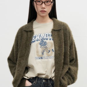 UNISEX 헤어리 집업 카라 가디건