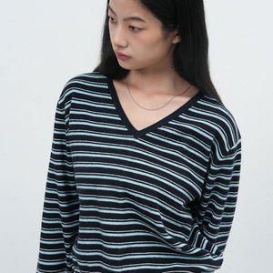 WOMAN Multi-Striped V-Neck Pullover