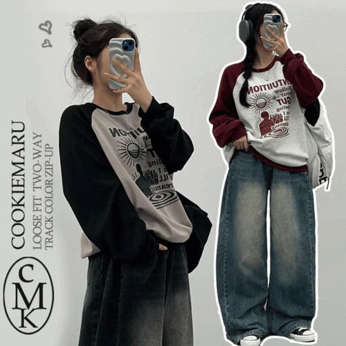 カットナグランオーバーフィット配色スウェット