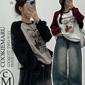 컷나그랑 오버핏 배색 맨투맨