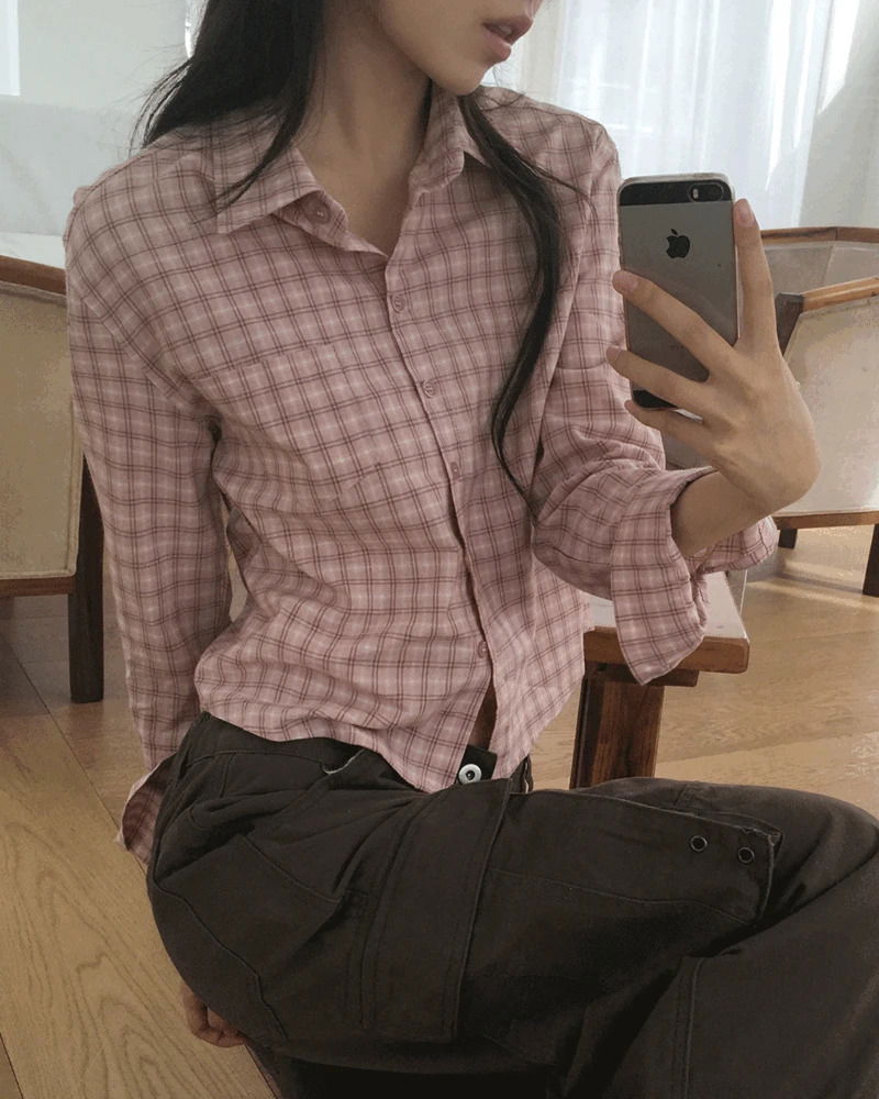 테브 슬림핏 체크 셔츠