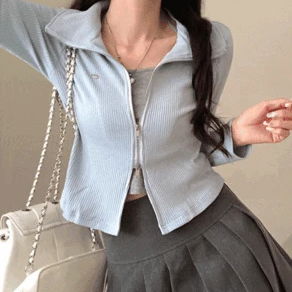 린디 홀터 일체형 팬던트 카라 집업