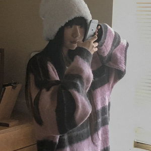 Batty Stripe Striped Color Block Hairy Knitwear 