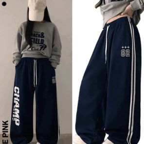 쿠닝 크랙 프린팅 트랙라인 트레이닝 와이드 팬츠 (3color)