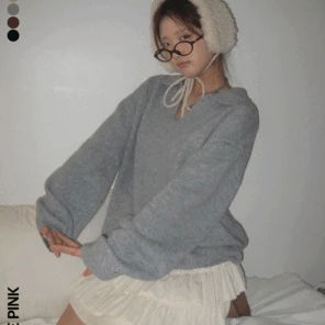 보름 오버핏 브이넥 카라 긴팔 니트 (5color)