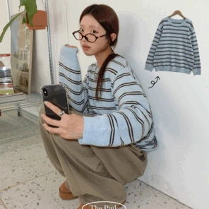 Shudi Round Stripe Soft Long Sleeve Knitwear