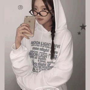 쥬핀 블러 레터링 후드 긴팔티 (4color)