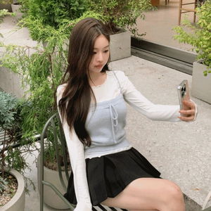 (겨울까지) 웨이브 울 텐셀 물결 레이어드 티셔츠 (3color)