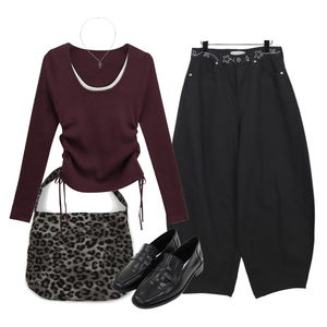 ショルダーバッグ,パンツ,ニット 코디