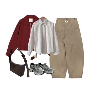 ジャケット,パンツ,ショルダーバッグ 코디