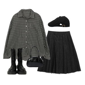 셔츠,모자,스커트,워커,가을,가방,데일리 코디