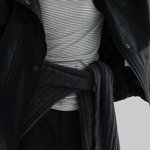 포넷 스트라이프 울 텐셀 긴소매 티셔츠