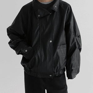 버엣 오버핏 하이넥 레더 점퍼