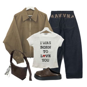デニムパンツ,ジャケット,半袖Tシャツ 코디