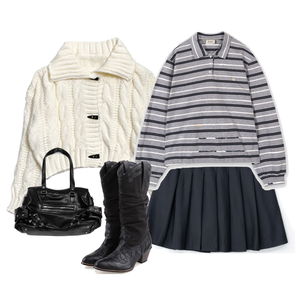 Cardigan/Vest,skirt,LongSleeve 코디