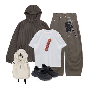 パンツ,ジップアップ,半袖Tシャツ 코디