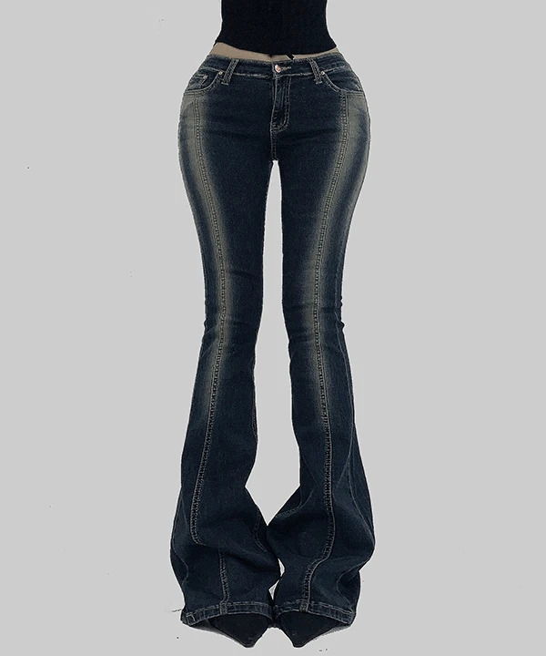 Brush Split Eunice Slim Low-Rise Flared Spandex