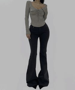 Off-Slim Pocket Slim Low-Rise Flared Pants