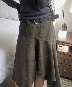 Spear Faded Uneven Midi Skirt