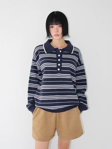 STRIPE COLLAR OVER KNIT