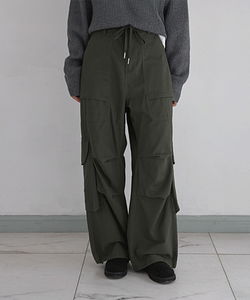 메이라 피치 카고 스트링 코튼 와이드 팬츠