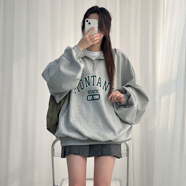 King Overfit❤ Montana Overfit Half Zip-up Sweatshirt