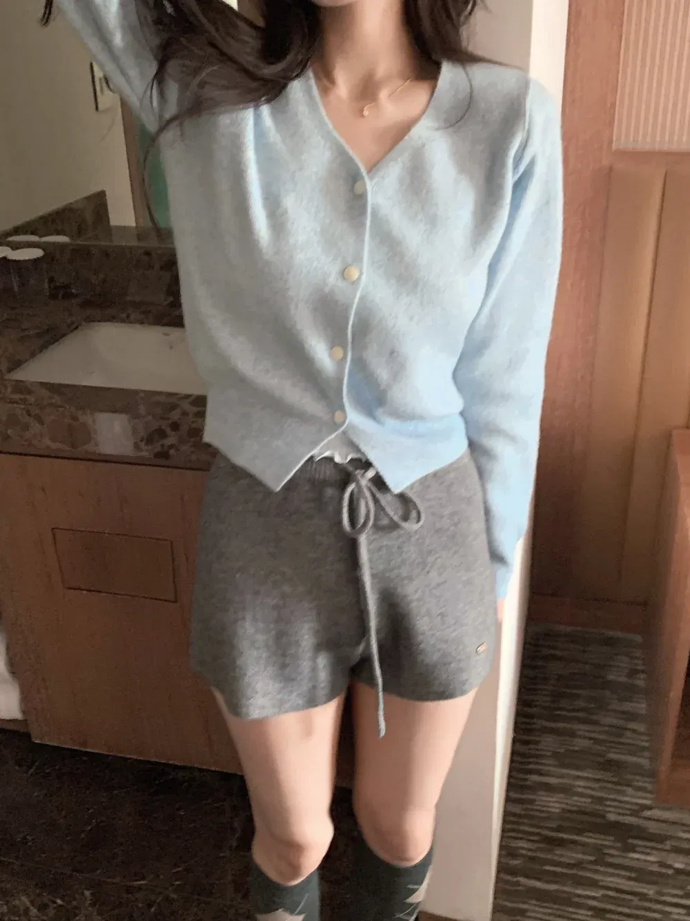 카디건 모델 착용 이미지-S1L74