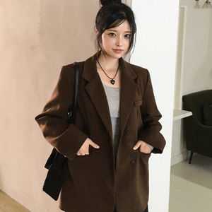 피넛 스웨이드 카라 블레이저 자켓