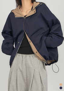 配色連帽寬鬆工裝夾克ZI009