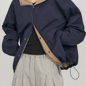 Color Block Hood Oversized Work Jacket ZI009