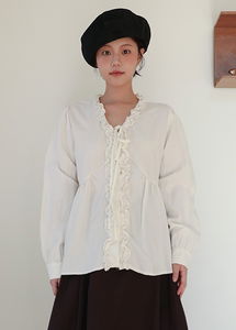 블랑쉬 프릴 레이스 블라우스 (2color)