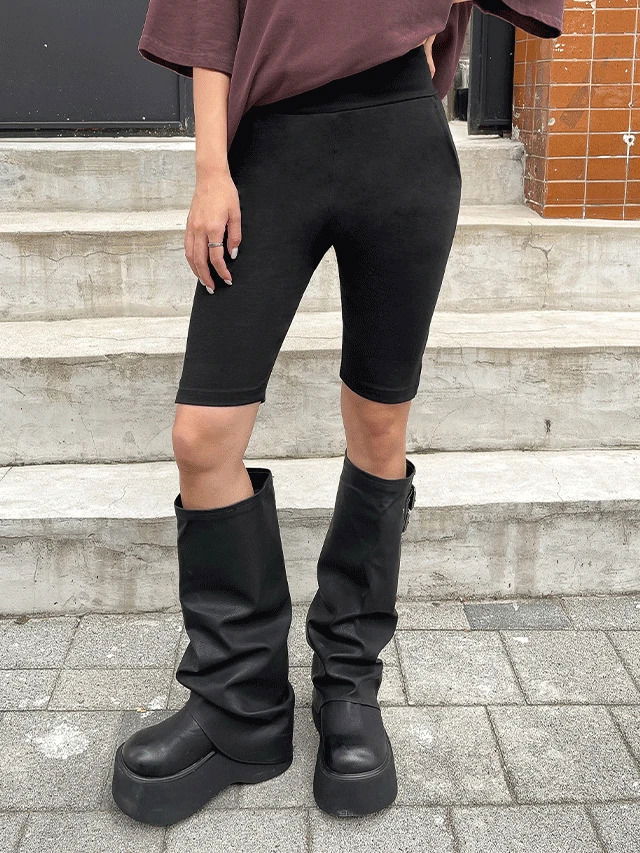 빅사이즈 S-3XL 헤피얀 포켓 트임 바이커 레깅스 팬츠