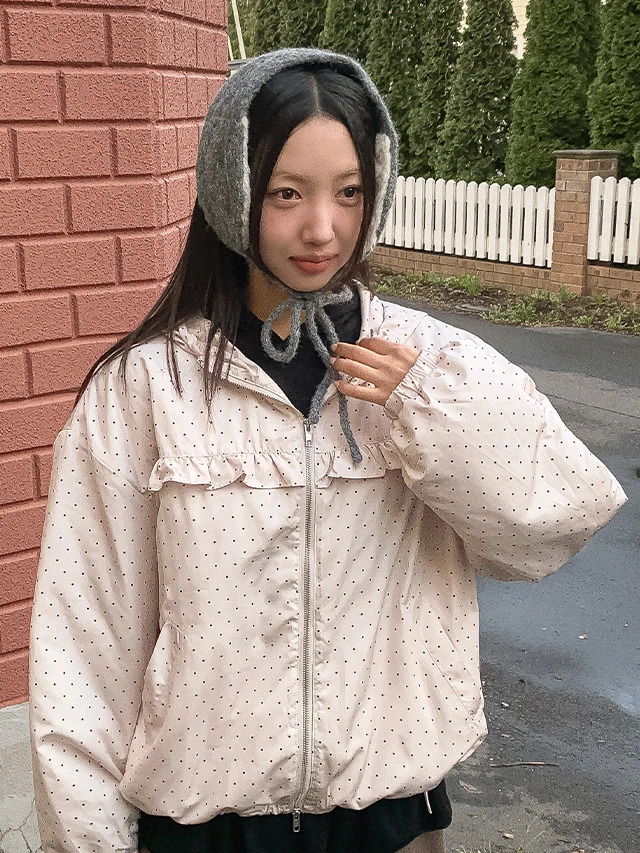 비른디 양모 꽈배기 귀도리 모자