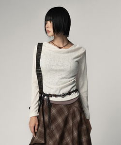 디래스 홀터나시 레이어드 드레이프 긴팔 티셔츠 Halter Layered Drape Long Sleeve Tee