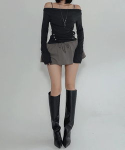 Winter Daily Shorts, Corduroy Flare Skirt, Mini Skirt