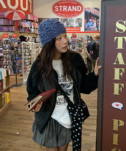 프리엘 플라워 뜨개 니트 비니