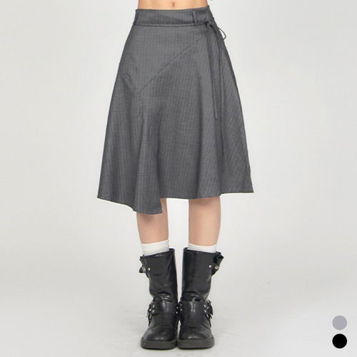 Unbalanced Stripe Tie Skirt SK016