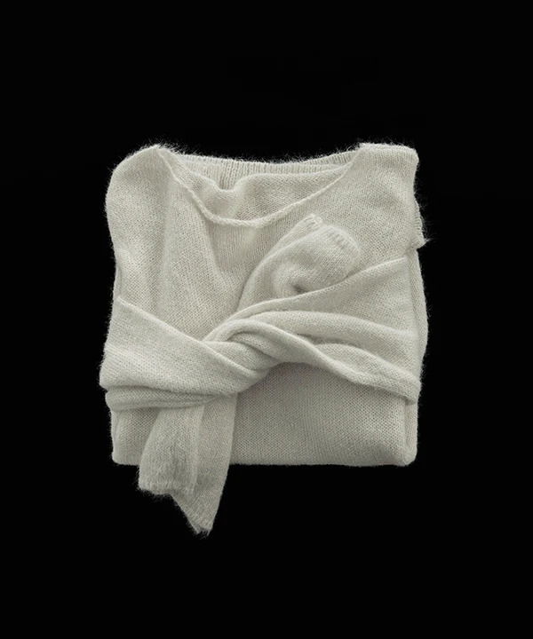 파우드 오버핏 보트넥 울 니트