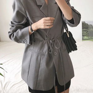 모잠비크 어깨패드 허리끈 스트랩 블레이저 자켓