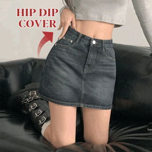 메리드 하이웨스트 볼륨패드내장 버튼 워싱 데님 숏 미니스커트