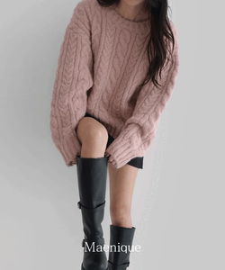 Fior Twisted Overfit Wool Hairy Knitwear 