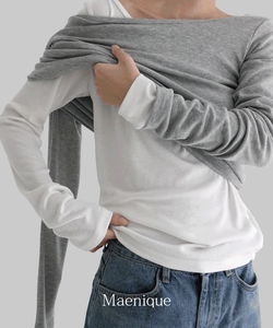 馬薇絲多層次基本款U領長袖上衣