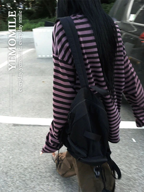 雙口袋寬鬆帆布後背包(中性款)