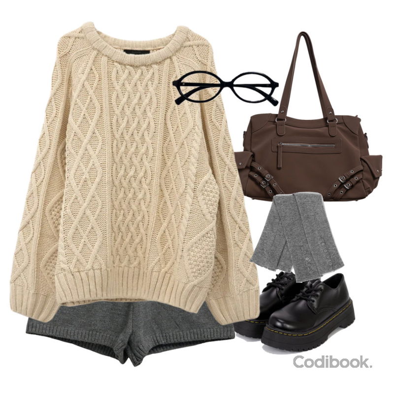 binary01 몬스 버튼 레그워머,anyonemore 로페 긱시크 너드 뿔테 안경 (2color),FloridaStudio 에브리데이 카론 청키 더비 슈즈 ED2531등을 매치한 코디