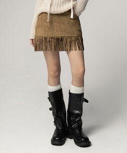 絨面流蘇迷你短裙