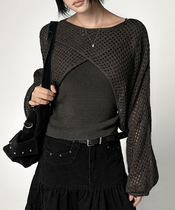 Scalloped Wool Sleeveless Punched Bolero Knitwear WOOL SLEEVELESS PUNCHED KNIT WITH BOLERO