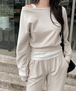 羅納秋季基本款單肩寬鬆長袖上衣