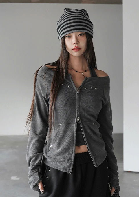 벤볼 스터드 오프숄더 투웨이집업