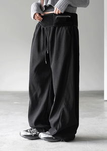 柔軟打褶舒適休閒寬褲